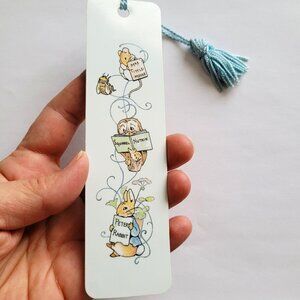Vintage 80s Peter Rabbit bookmark tassel 1988 Beatrix Potter Mouse Owl No H-1161